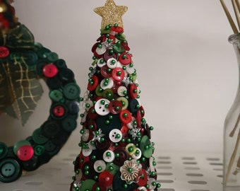 DIY  Button Christmas Tree Craft Kit decorate with Buttons Xmas Gift