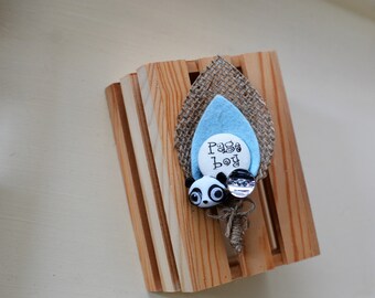 Page Boy /  Best Little Man Buttonhole Boutonniere Wedding Keepsake Cute Panda with Googly Eyes Design
