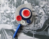 MOD themed Button Buttonhole / Boutonnière Groom Union Jack British Scooter Lambretta Vespa