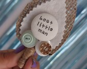 Page Boy / Best Little Man Personalised Wedding Buttonhole - Rustic wedding with Mint Buttons and Twine and Hessian