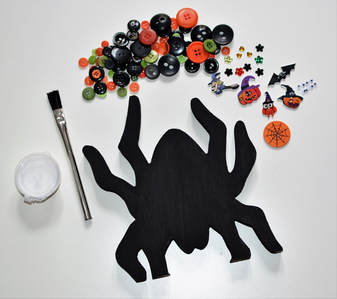 Halloween DIY Kids Children's Free Standing Spider Button Craft Kit ...