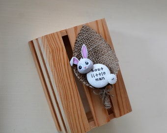 Page Boy /  Best Little Man Buttonhole Boutonniere Wedding Keepsake Cute Bunny Rabbit Design
