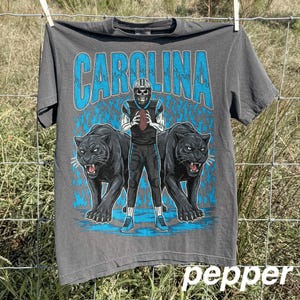 Vintage Carolina Football Shirt, Comfort Colors Panthers Tee, Retro Football Game Day T-Shirt