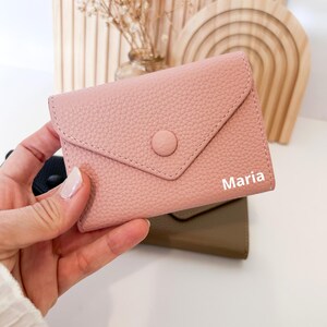 Personalized Mini Wallet for Women, Slim Card Holder, Custom Name Gift, Small Everyday Wallet Pink