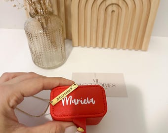 Personalized Gold Bar Necklace and Travel Jewelry Box Set