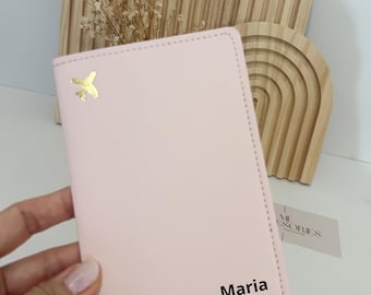 Personalized Pink Passport Cover, Custom Name Travel Passport Holder, Gift for Her