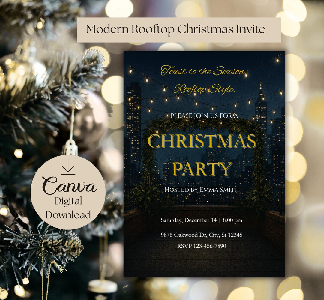 Editable Christmas Party Invitation | Modern Holiday Invite | Elegant ...