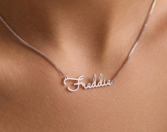 Custom Sterling Silver Name Necklace Personalized Nameplate Jewelry Gift for Her Birthday Valentine's day