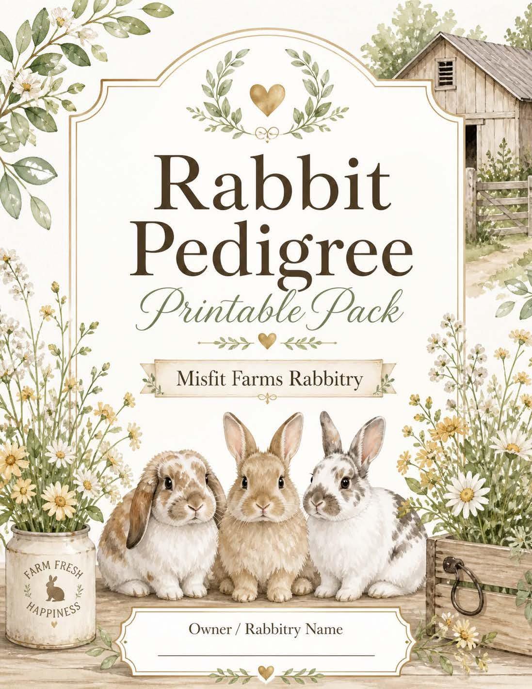 Rabbit Pedigree Printable Pack, Breeder Records, Rabbitry Binder Pages ...