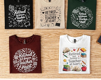 Retired But Forever A Teacher at Heart bundle PNG | Teacher Retirement Sublimation Design | 300 DPI Transparent PNG