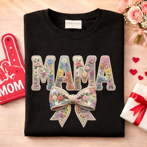 Mama PNG: Floral Mama Butterfly Flowers Mothers Day png Mothers Day Floral Patchwork Bow Vintage Clipart (Digital Download)