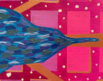 Birds Flying High I & II | Original Abstract Acrylic Painting Set of 2, 12x12