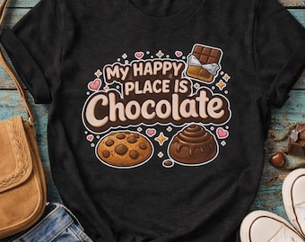 My Happy Place Is Chocolate Shirt - Lustiges Schokoladenzitat-T-Shirt