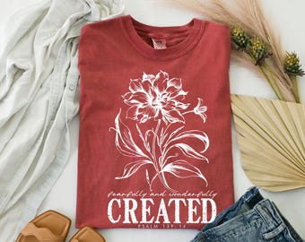 Floral Scripture T-Shirt | Fearfully and Wonderfully Created Psalm 139