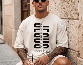 Jesus Typography T-Shirt | John 14:6 Christian Scripture Tee