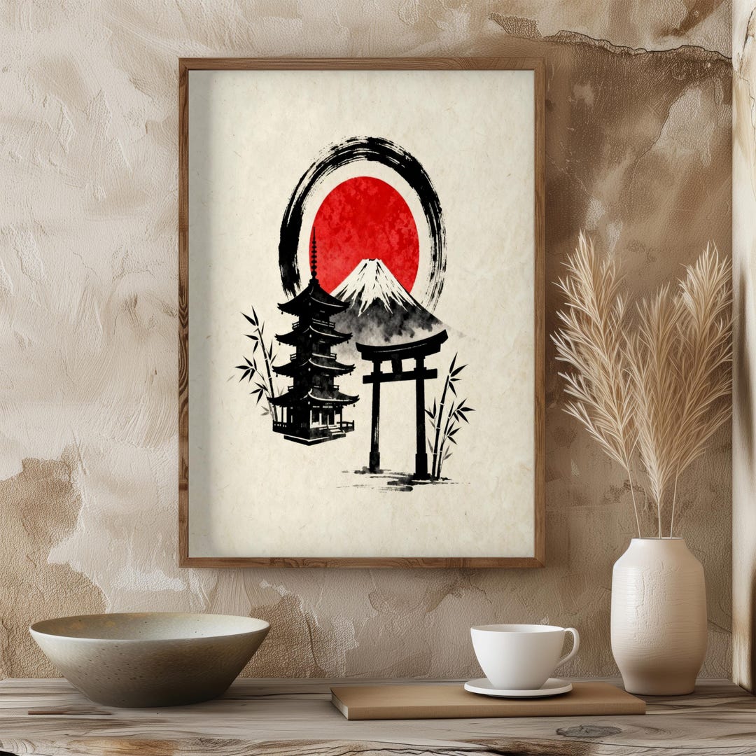 Japanese Enso Circle Printable Wall Art, Zen Spiritual Ink Painting ...