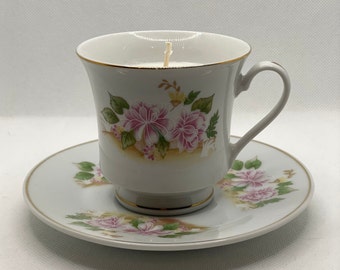 4 oz Tea Cup with Saucer Soy Wax Candle