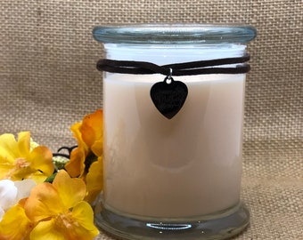 Hand Poured Soy Wax Candle: 12 oz Apothecary Jar with Cotton Wick