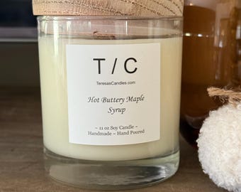 Hand Poured Soy Wax Whiskey Glass Candle with Wood Lid: Custom Label
