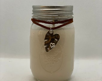 12 oz Ball Jar candle handmade and hand poured filled with soy wax and cotton wick