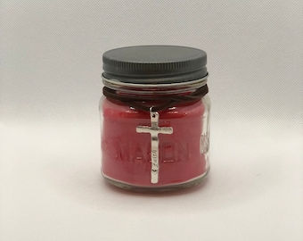 8 ounce Mason jar candle Handmade and Hand poured filled with soy wax and cotton wick