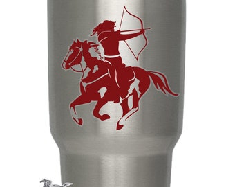 Mounted Archery | High Quality Adhesive Clear Vinyl Equestrian Decal for Bottles and Glasses