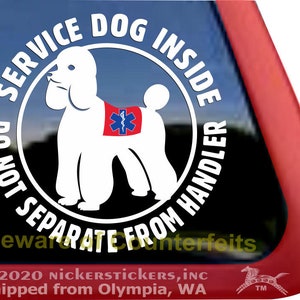 Service Dog Inside | DC371SV-DH| High Quality Adhesive Vinyl Miniature Poodle Window Decal Sticker