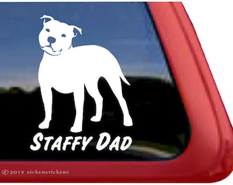 Staffy Dad | DC826DAD | NickerStickers® Quality Adhesive Vinyl Staffordshire Bull Terrier Window Decal Sticker