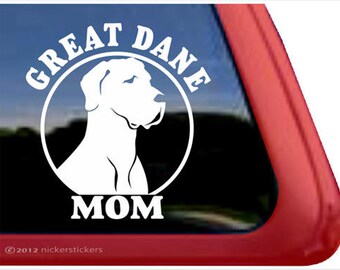 Natural Great Dane Mom | DC742MOM | High Quality Adhesive Vinyl Window Decal Sticker - 5" tall x 4.75" wide