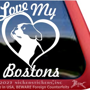 Love My Bostons | High Quality Adhesive Boston Terrier Vinyl Window Decal Sticker