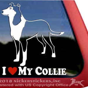 I Love My Collie | DC1200HEA | Hochwertige Klebefolie Glatt Collie Vinyl Fensteraufkleber Aufkleber