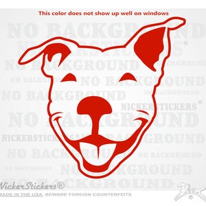 Custom Smiling Pit Bull | Choose Size, Color, Add Text | APBT Pitbull Terrier Dog Window Tablet Decal Sticker Red