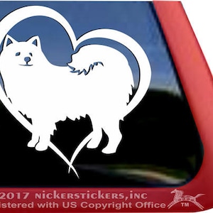 American Eskimo Dog Heart | DC307HRT | High Quality Adhesive Vinyl Window Decal Sticker