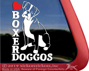 Love Boxer Doggos | DC1251DOG | High Quality Adhesive Vinyl Sitting Boxer Window Decal Sticker