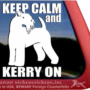 Keep Calm and Kerry On | DC836SP1 | High Quality Adhesive Vinyl Kerry Blue Terrier Window Decal Sticker
