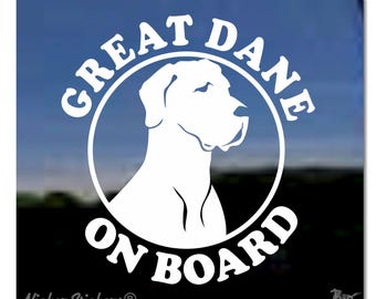 Deutsche Dogge an Bord | Hochwertiger, selbstklebender Vinyl-Fensteraufkleber