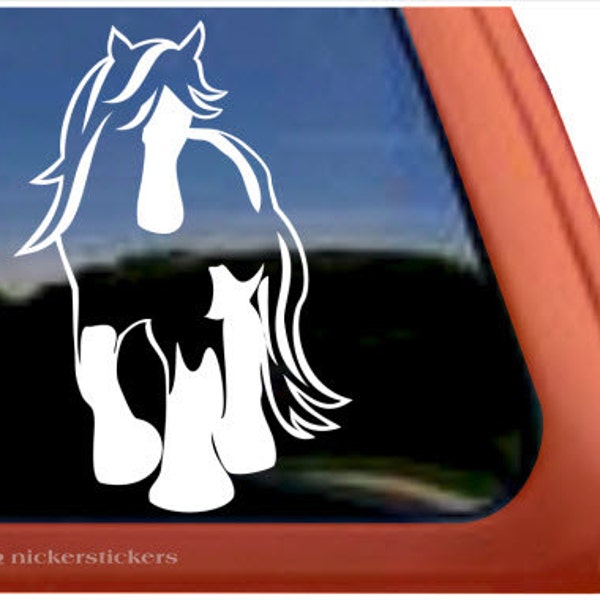 Trotting Gypsy Vanner Horse Decal | DC498PL-TR | High Quality Adhesive Vinyl Gypsy Horse Window Decal Sticker