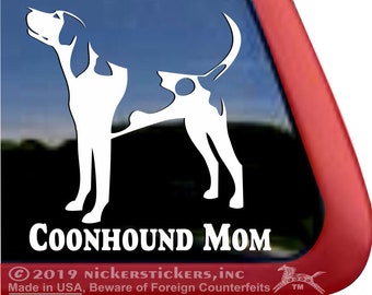 Coonhound Mom | DC602MOM | High Quality Adhesive Vinyl Window Decal Sticker