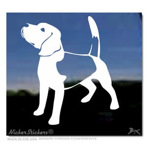 Beagle Hund Aufkleber | Wählen Sie Größe, Farbe, Text hinzufügen | Hochwertiger selbstklebender Vinyl-Fensteraufkleber