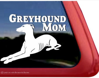 Greyhound Mom | DC240MOM | High Quality Adhesive Vinyl Window Decal Sticker