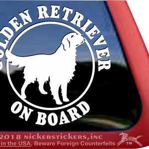 Golden Retriever On Board | DC347OB | High Quality Adhesive Vinyl Window Decal Sticker