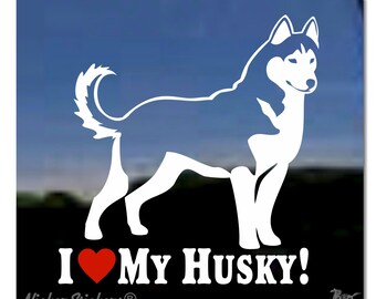 I Love My Husky! | Quality Adhesive Vinyl Window Decal Sticker