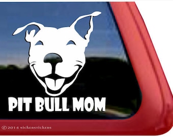 Pitbull Moeder | DC281MOM | Glimlachende Pit Bull Terrier Window Tablet Sticker