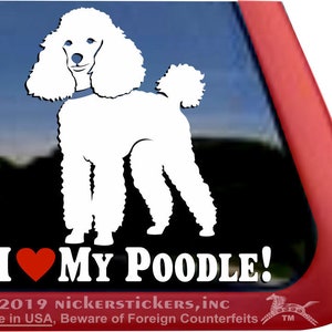 I Love My Poodle | DC1294HEA | High Quality Adhesive Vinyl Miniature Poodle Window Decal Sticker