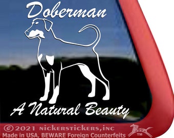 Doberman, A Natural Beauty | DC408SP1 | High Quality Adhesive Vinyl Long Tail Doberman Pinscher Window Decal Sticker