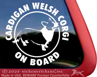 Cardigan Welsh Corgi On Board | High Quality Adhesive Vinyl Cardigan Welsh Corgi Window Decal Sticker