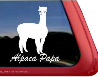 Alpaca Papa - Huacaya Alpaca | DC770DAD | High Quality Adhesive Vinyl Window Decal Sticker