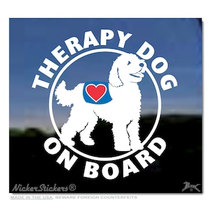 Therapy Dog On Board| High Quality Adhesive Doodle Vinyl Window Decal Sticker