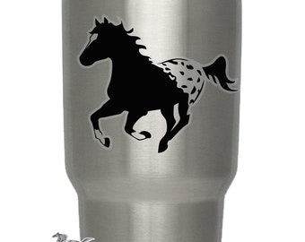 Galopperende Appaloosa paard sticker | 3" hoog x 3,5" breed | Gedrukt op helder zelfklevend vinyl