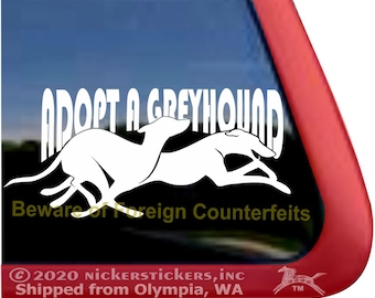 Adopt A Greyhound | DC848SP1 | High Quality Adhesive Vinyl Greyhound Window Decal Sticker